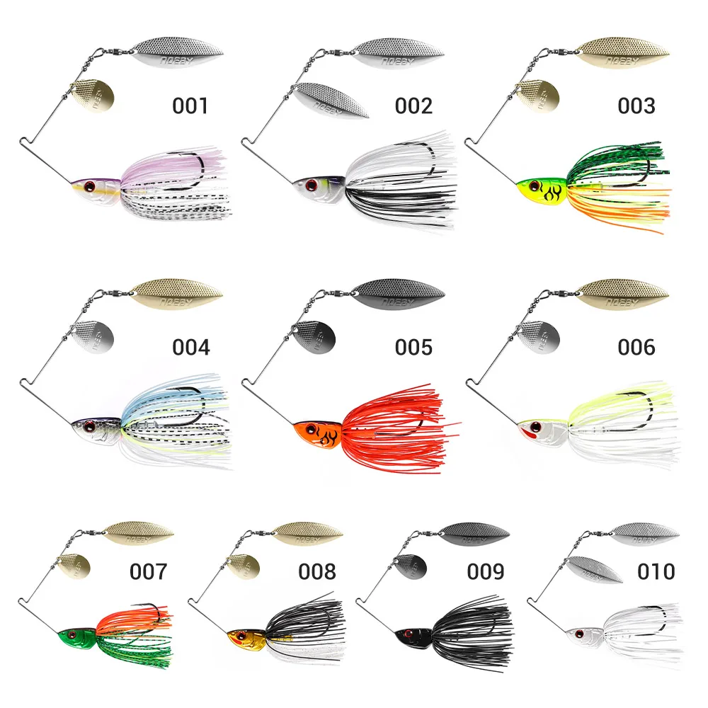 Noeby Spinnerbait 10,5g 14g 21g 28g doble hoja de sauce aguja Stinger gancho cuchara cebo de alambre para Lucio señuelo de pesca de plantilla de Metal - imagen 3