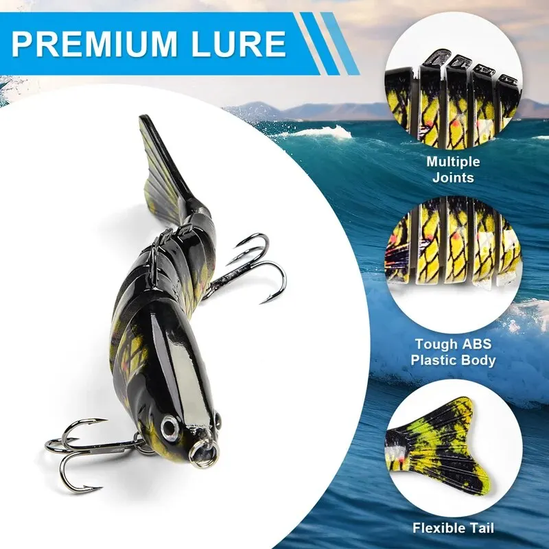 3 unids/caja pesca Wobbler realista 7 segmentos Swimbait Crankbait cebo duro lento 10 cm/15g Isca señuelos artificiales aparejos de pesca - imagen 3