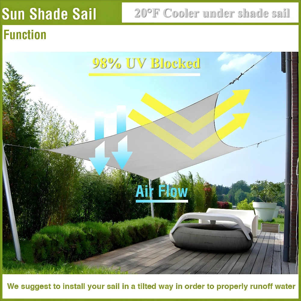 Vela parasol impermeable cuadrada con bloque UV para jardín y piscina - imagen 4