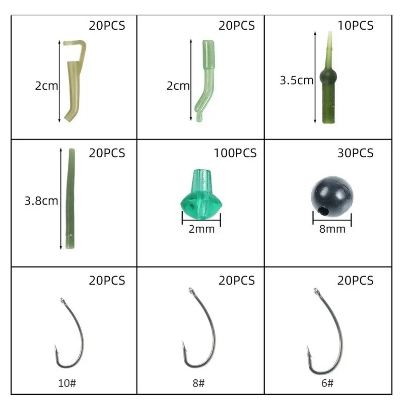 Articulos De Pesca, Kit De aparejos De Pesca De carpa, mangas antienredos, gancho, cuentas giratorias, todo para accesorios De artículos De Pesca - imagen 5