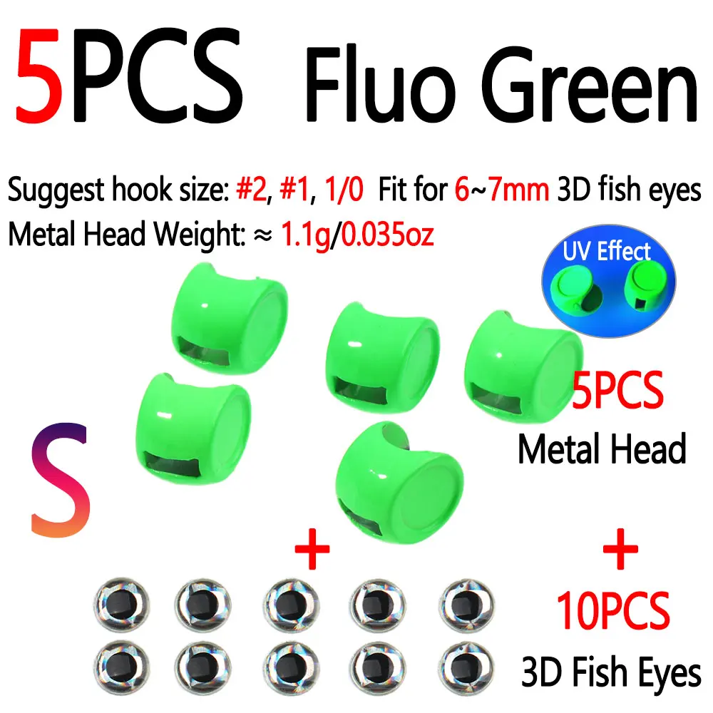 5pcs Fluo Green S