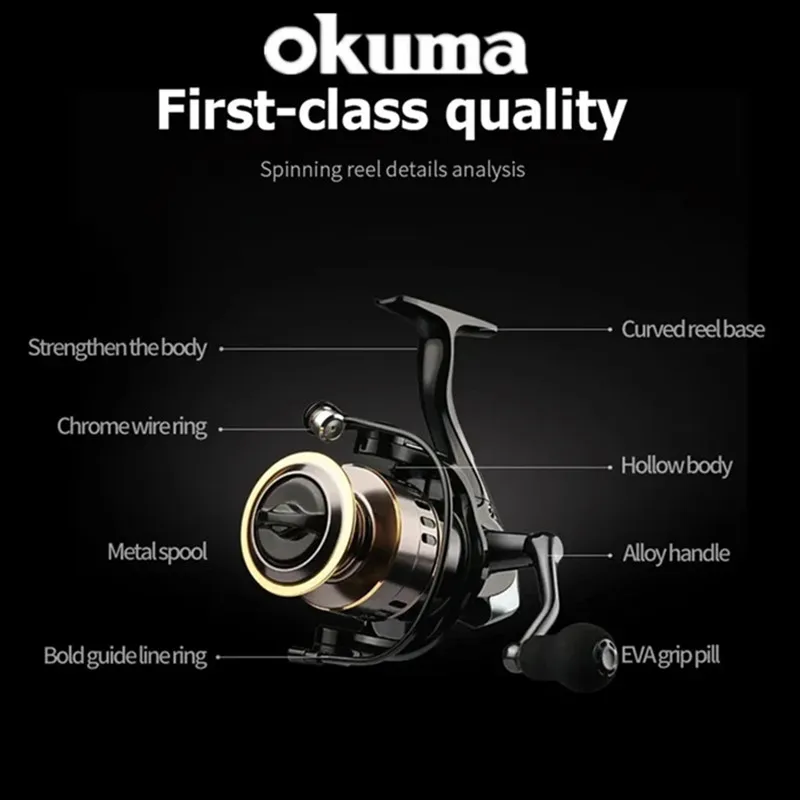 OKUMA Carrete de Pesca 5.2:1 Empuñadura Bolas Copa Metal Arrastre 12 KG - imagen 3