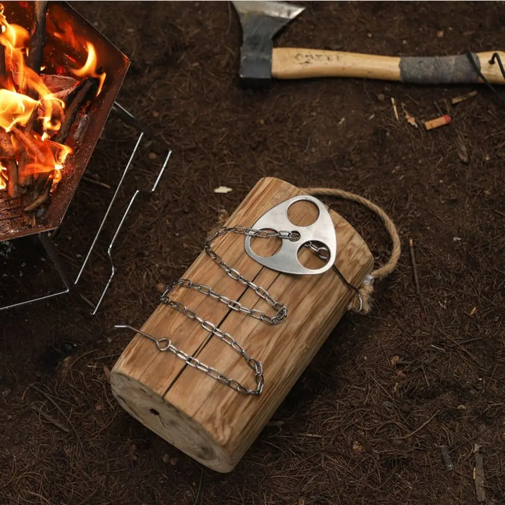 Trípode para fogata con cadena ajustable, estante para ollas, soporte triangular desmontable de acero inoxidable para barbacoa, portátil, resistente al calor - imagen 2
