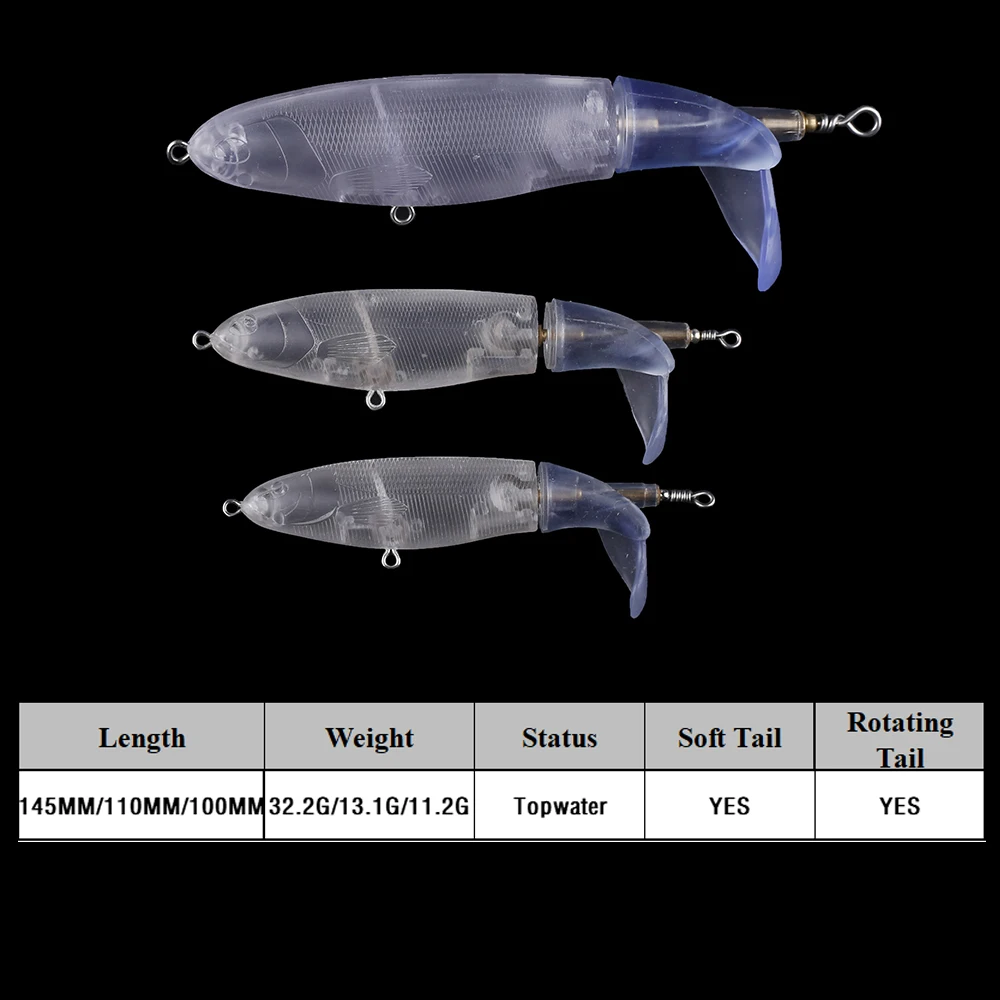 Chan'sHuang-señuelo de pesca Artificial, 10 piezas, sin pintar, giratorio, cola suave, flotante - imagen 2