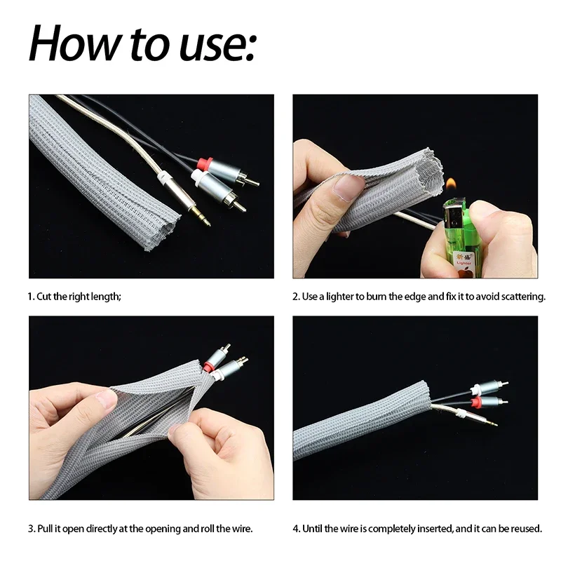 Funda trenzada PET flexible autoadhesiva protectora de línea pesca - imagen 4