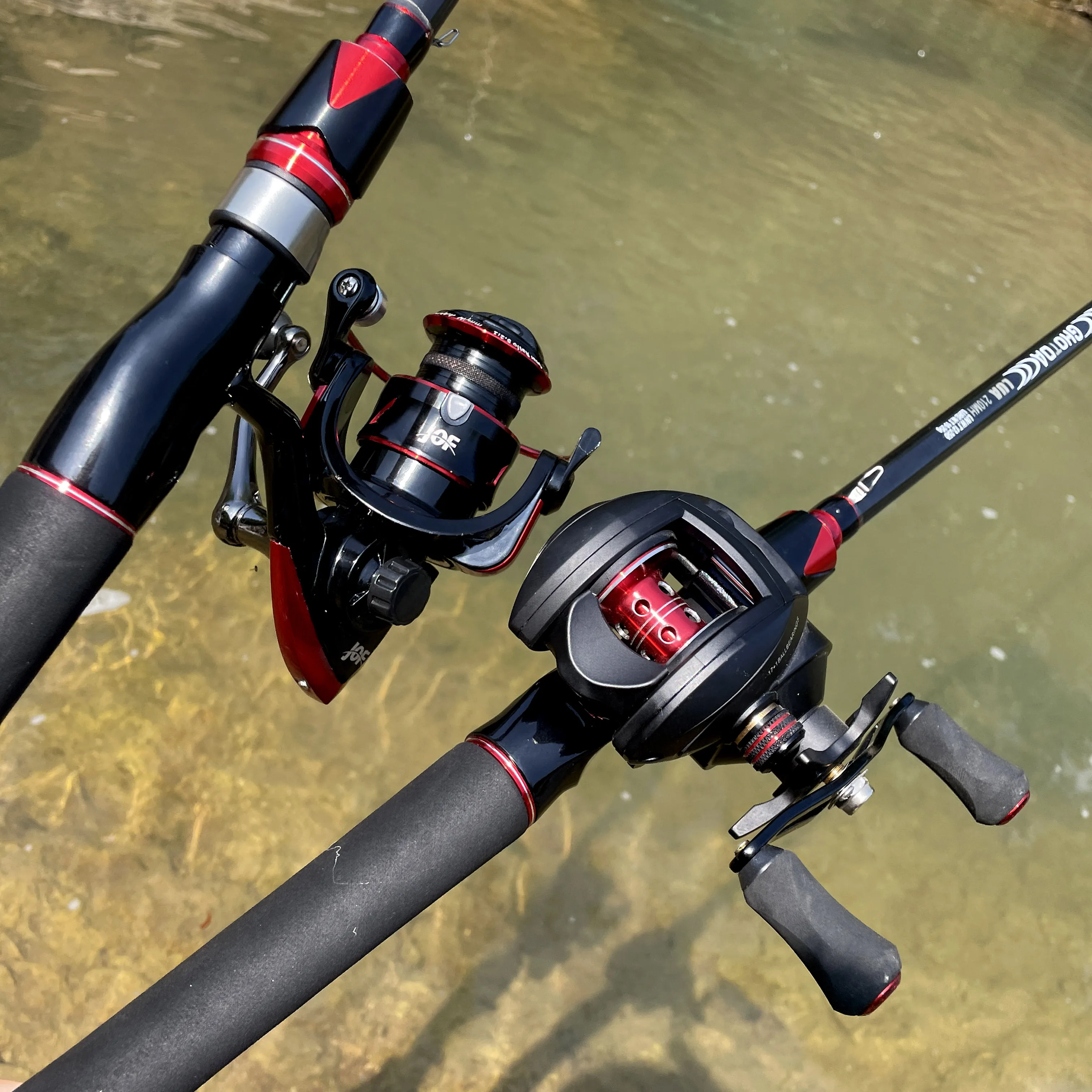 GHOTDA-caña giratoria de fibra de carbono para pescar, caña de pescar telescópica de 2,1-3,0 M, carrete de Spinning para Baitcasting - imagen 2