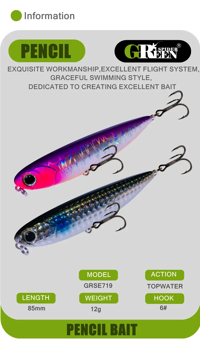Señuelo stickbait topwater flotante 85mm