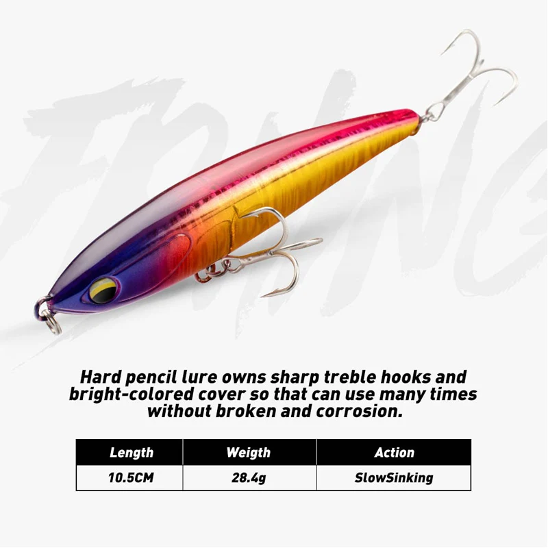 Señuelo de pesca con lápiz de gravedad que se hunde, 10,5 cm, 28,4G, agua salada, pececillo sin labios, Wobbler, cebo de plástico duro - imagen 3