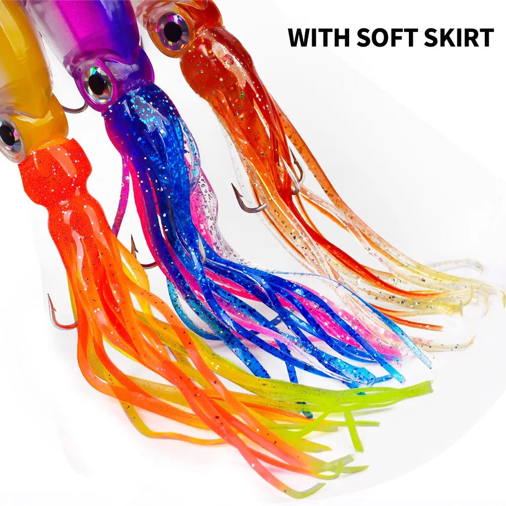 PROBEROS 1 pieza 18 cm/7,08 pulgadas 19g señuelo biónico de calamar/pulpo-aparejos de pesca de fundición larga para pesca en agua salada, pesca al aire libre - imagen 5