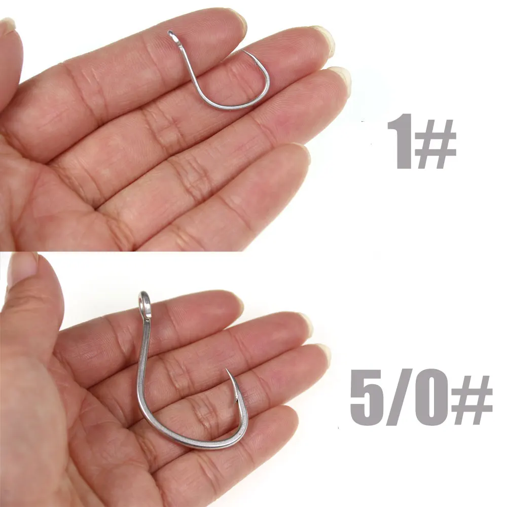 10 Uds. Anzuelos de agua salada antioxidantes de estaño mate, anzuelo de púas de acero rico en carbono, anzuelo de señuelo de ayuda para Jigging 1 # 1/0 2/0 3/0 4/0 5/0 - imagen 5