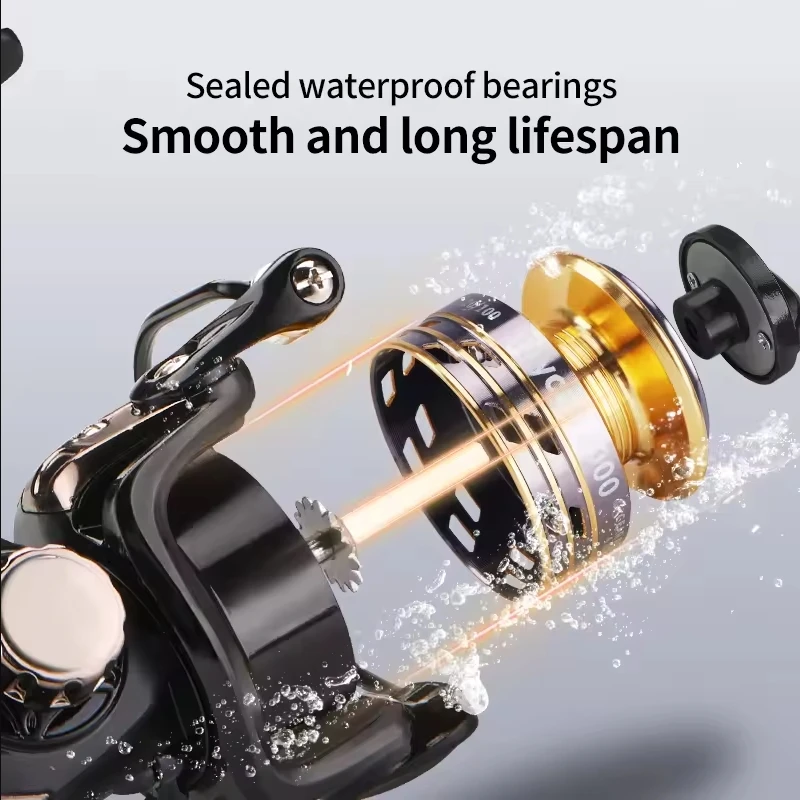 DEUKIO 800 1000 serie Mini carrete rodamiento suave 4,8:1 sistema de arrastre de carrete de pesca 5Kg potencia máxima rueda giratoria bobina de pesca - imagen 5