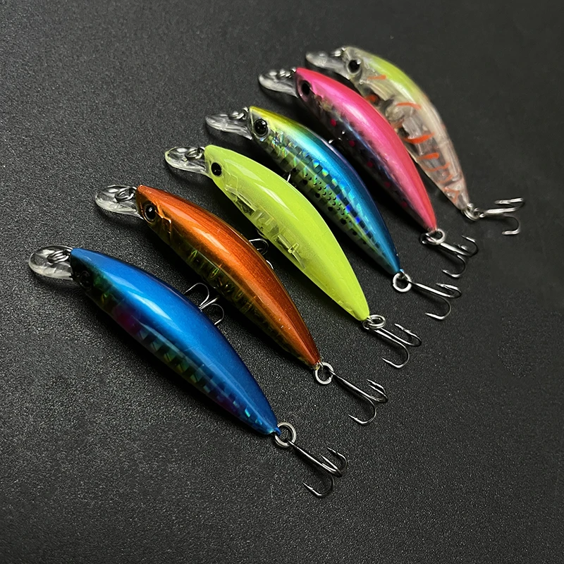 Señuelos de Pesca de pececillo de fundición larga, 50mm, 6g, cebo duro Artificial, Wobblers de Pesca de hundimiento lento, suministros de Swimbait para lubina, trucha de agua de mar - imagen 4