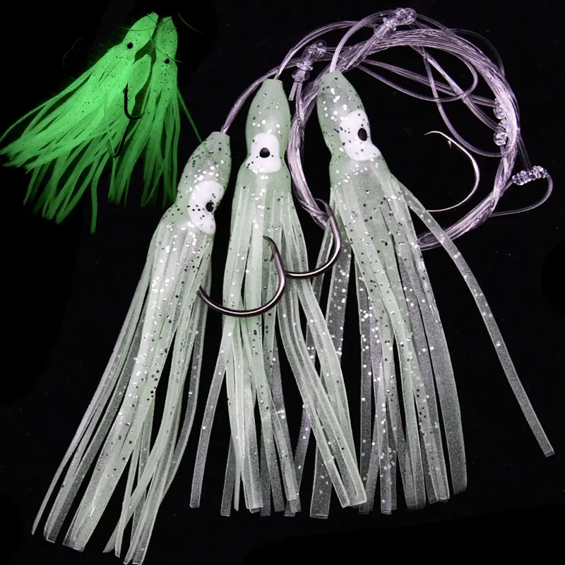 JYJ Artificial 1 bolsa de anzuelos de cuerda de pesca en el océano, plataformas de vivero de pulpo sabiki, cebo inferior de señuelo de pez vela rosa de mal de mar - imagen 5