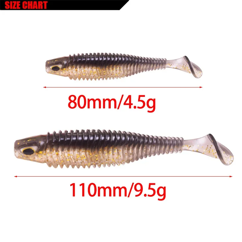 Proleurre-gabarito de Pesca Wobblers, señuelos blandos Swimbaits, 8cm, 11cm, cebos artificiales de silicona, ojos 3D, carpa, lubina, aparejos de Pesca de mar - imagen 4