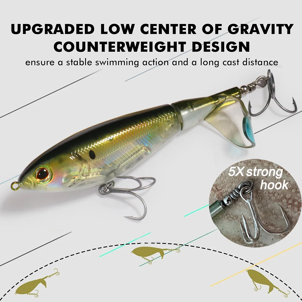 2 uds Kit de hélice Plopper 20g 27g anzuelo de cebo duro Swimbait Pesca Spin Tail Wobbler Chopp pescador Pesca Topwater Crankbait señuelo - imagen 4