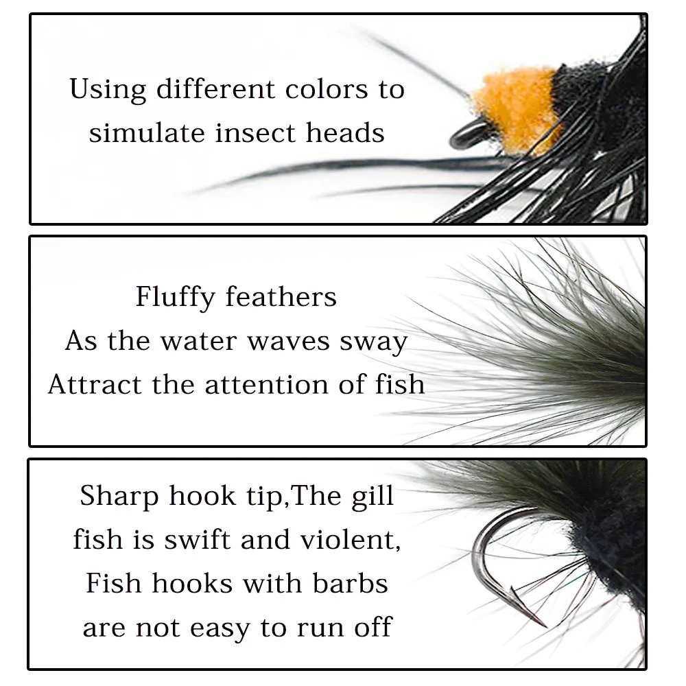 MNFT, 6 uds., serpentinas de lana para insectos, señuelos para moscas de pesca, anzuelo para atar moscas de agua salada, cebo para moscas de trucha - imagen 5