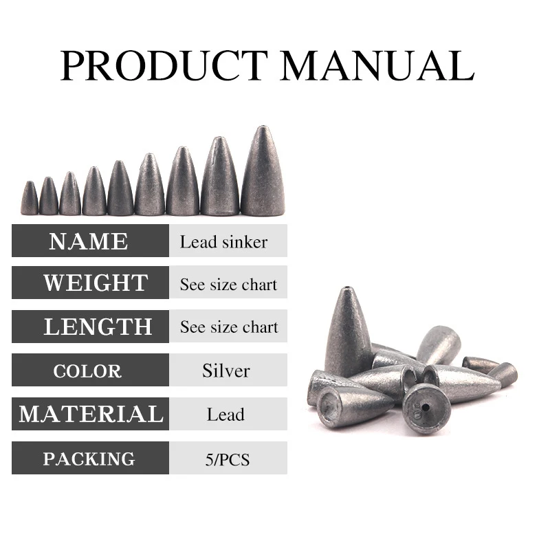 Texas Go-señuelo de pesca de 5 piezas, herramientas y accesorios de pesca de tiro largo, 1,8g, 2,5g, 6,5g, 10g, 13g, 19g, 28g - imagen 3