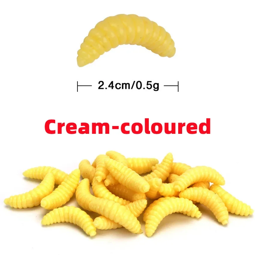 Señuelo de pesca con mosca de trucha, cebo Artificial de silicona, gusano de pan, camarones brillantes, 50/100 piezas - imagen 4