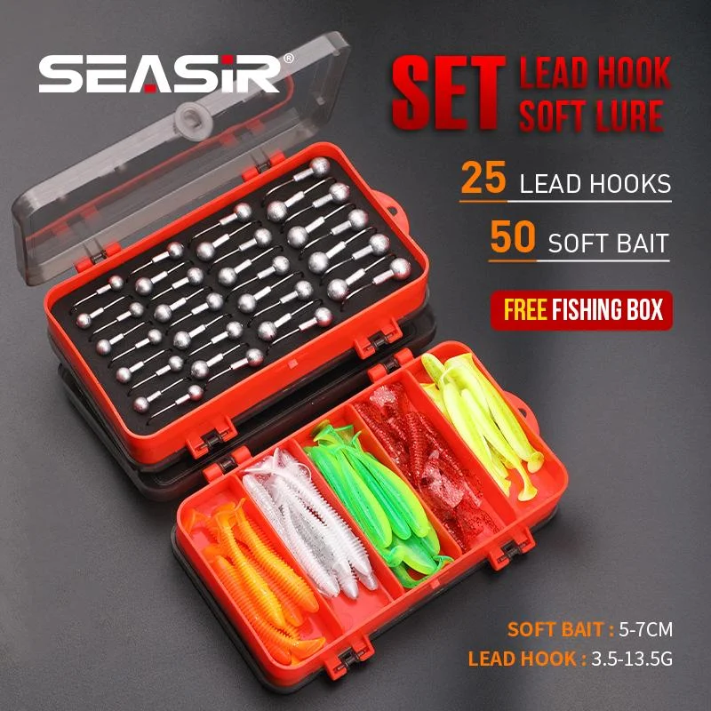 Set jig heads con vinilos Seasir – Accesorios completos de pesca