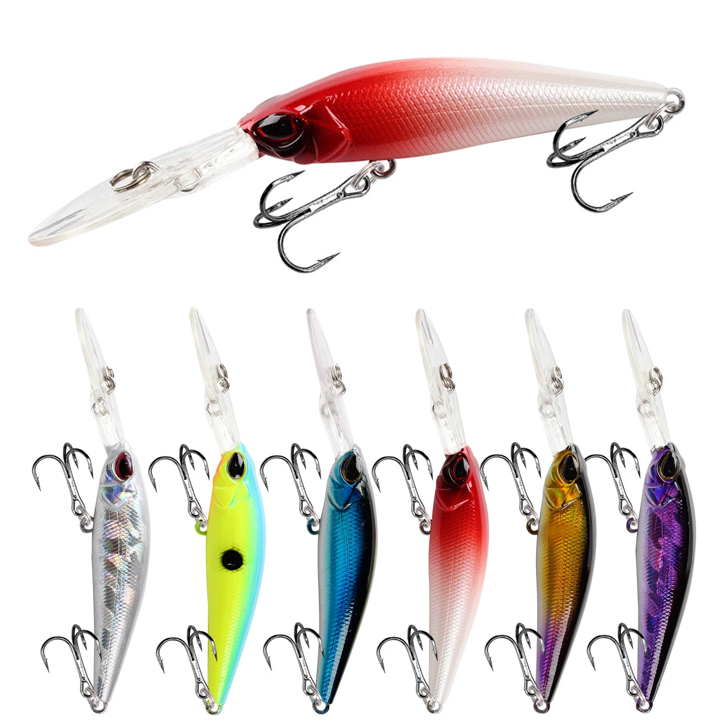 Señuelo de Pesca Minnow, Crankbait Wobblers, perca, ojos 3D, cebo duro Artificial, Lucio, carpa, lubina, Swimbait, 1 ud.