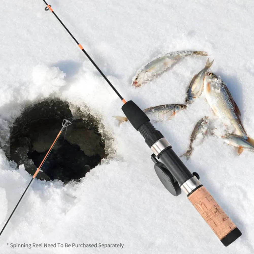 Caña pesca hielo mango corcho – Fibra de vidrio ligera - imagen 5