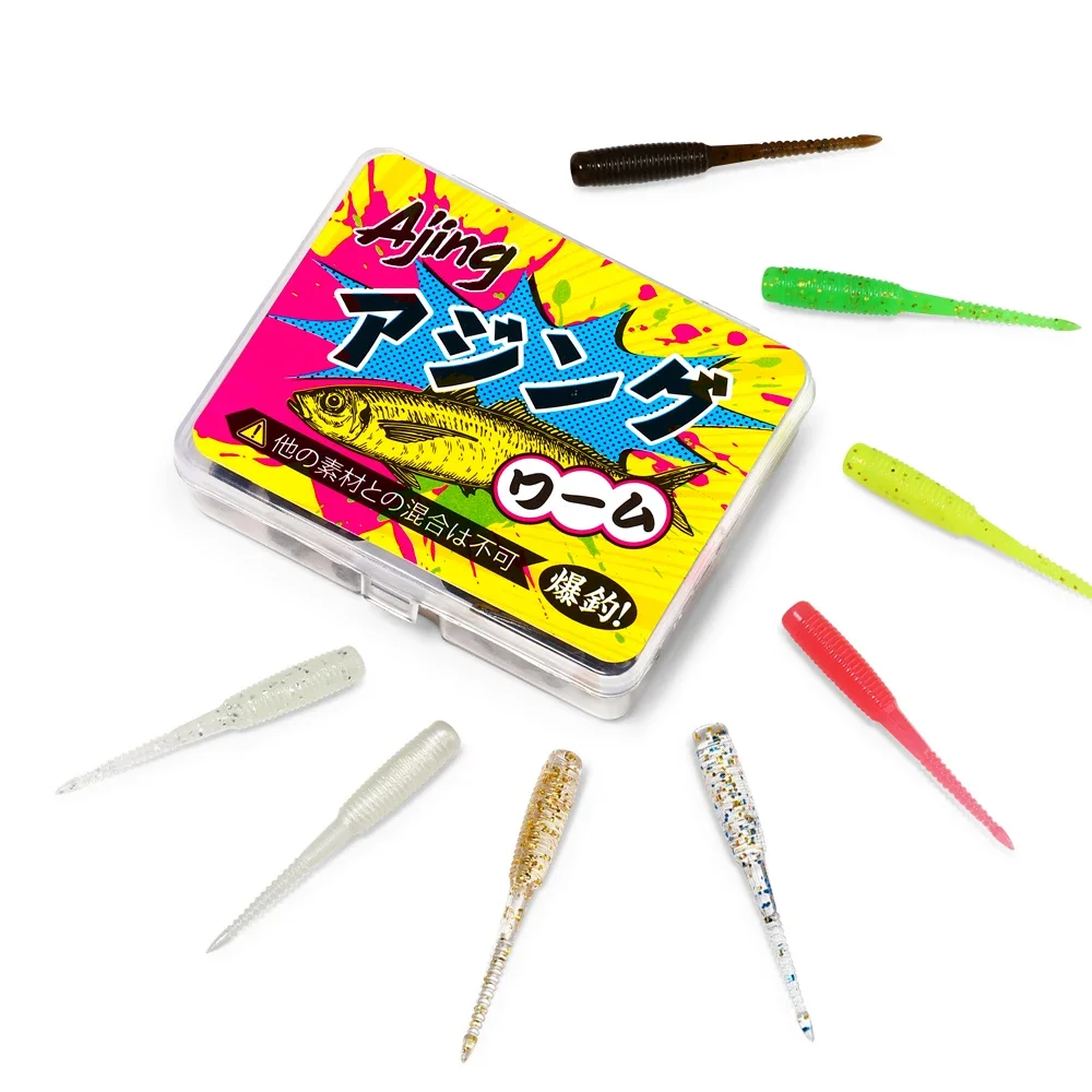 Spinpoler 3,5 cm Ajing gusano suave señuelo de pesca Rockfish TPR flotante Swimbaits luz nocturna plantilla de hielo cebos artificiales lubina 20 unids/pack - imagen 5