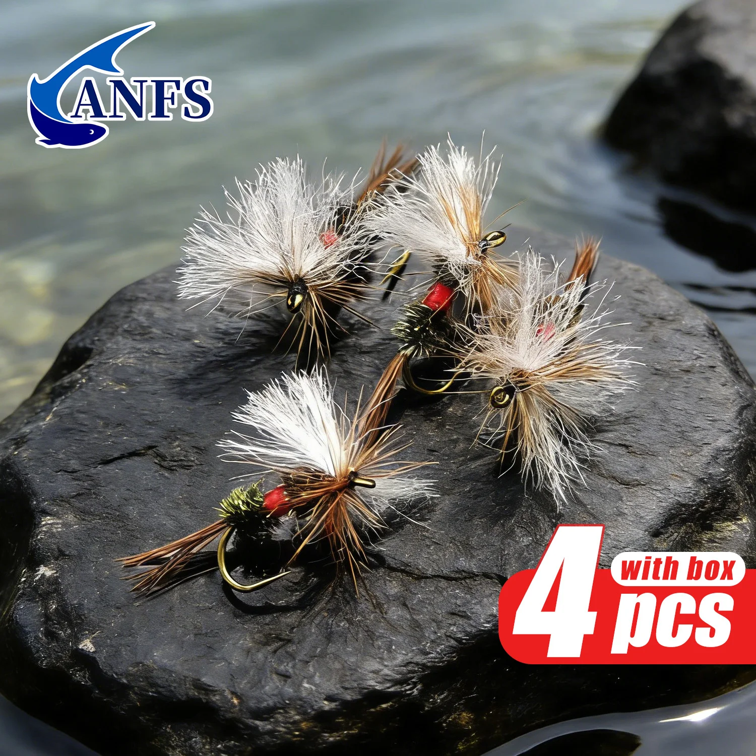 ANFS Royal Wulff Moscas Secas para Trucha con Estuche