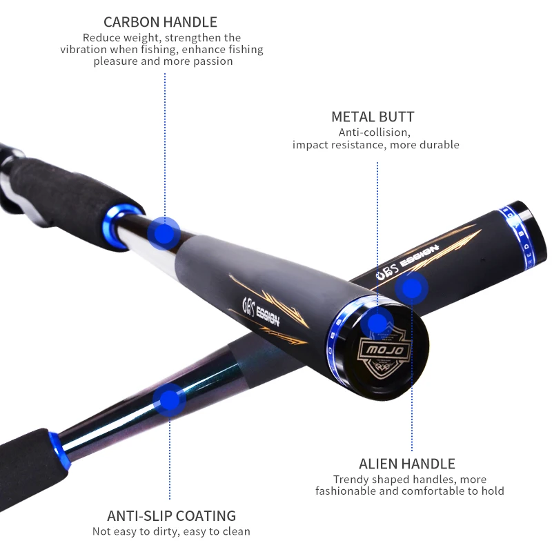 OBSESSION Max-caña de pescar de fundición giratoria de carbono, 1,98 m, 2,13 m, 2,28 m, para pesca de Lucio - imagen 5