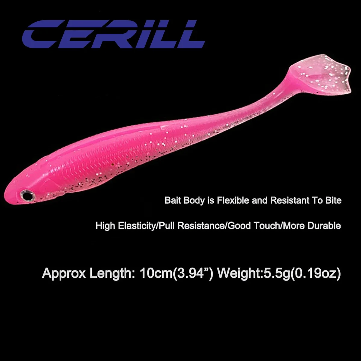 Ceril-señuelo de pesca suave, señuelo de pesca de cola de paleta de palmera de pato, ojo 3D, cebo de plástico Artificial de Lucio, 5 piezas, 10cm, 5,5g - imagen 3