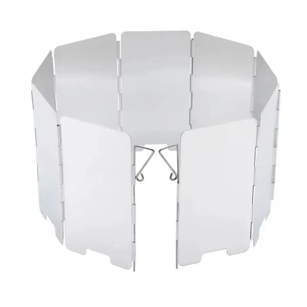 9 placas de cocina para acampar, protector contra el viento de aluminio a prueba de viento, estufa de campamento, parabrisas, utensilios de cocina, equipo de Camping seguro para acampar - imagen 5