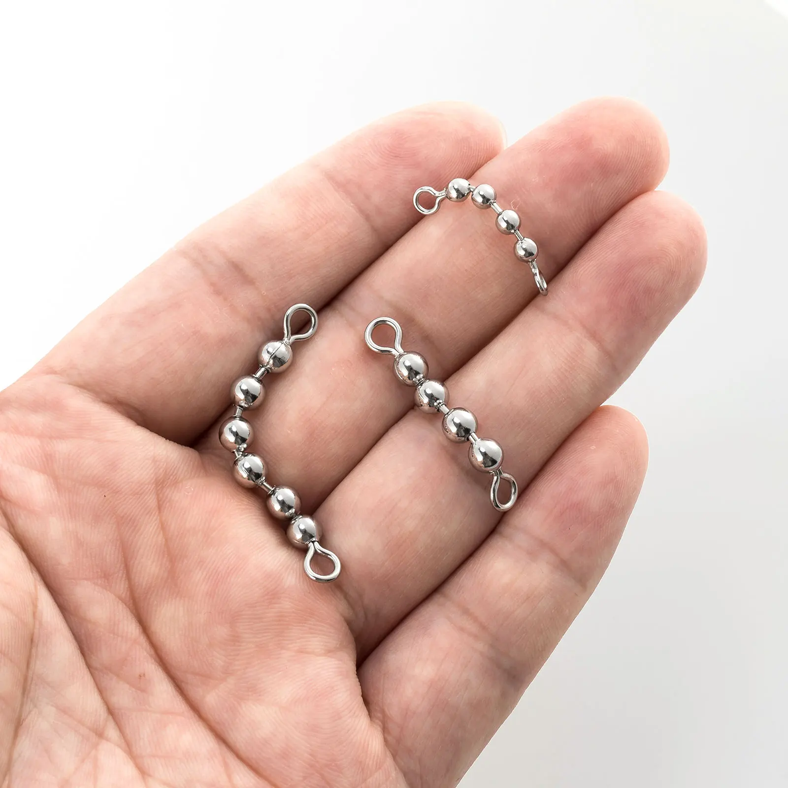 Cadena de cuentas de pesca giratoria de acero inoxidable, 10 piezas, aparejo de arrastre para bagre, Conector de anillo sólido rodante de agua salada - imagen 2