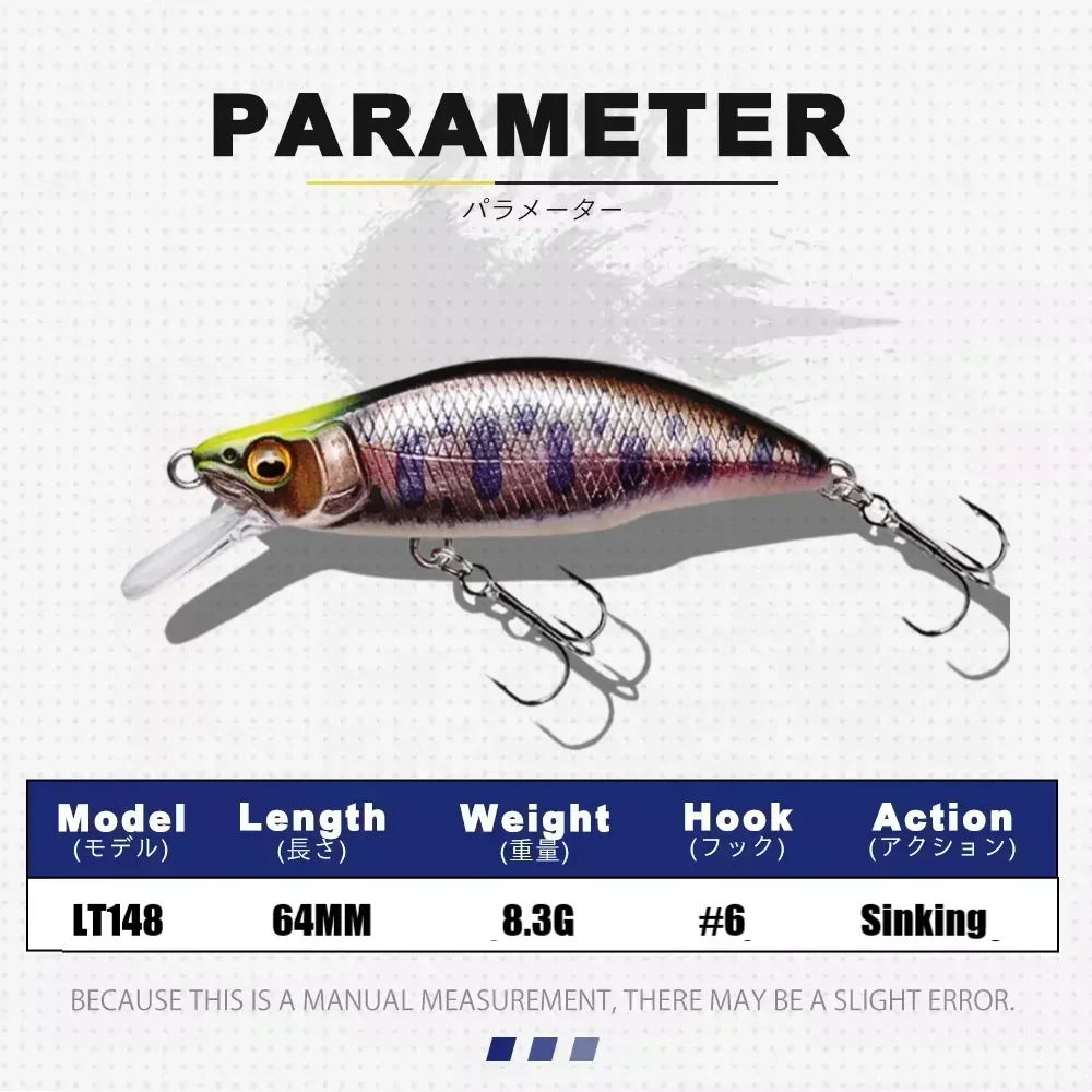 Señuelos de pesca Minnow, señuelo de pesca Jerkbait de 64mm con anzuelo triple de agua dulce para lubina, trucha, Walleye, Redfish, cebo que se hunde de salmón - imagen 4