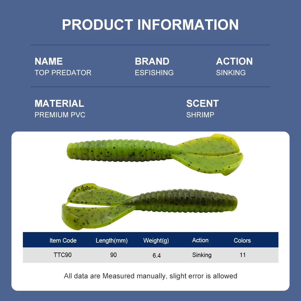 ESFISHING-Cebo blando de doble cola, cebo Artificial de 90mm, Wobblers, pesca de carpa - imagen 2