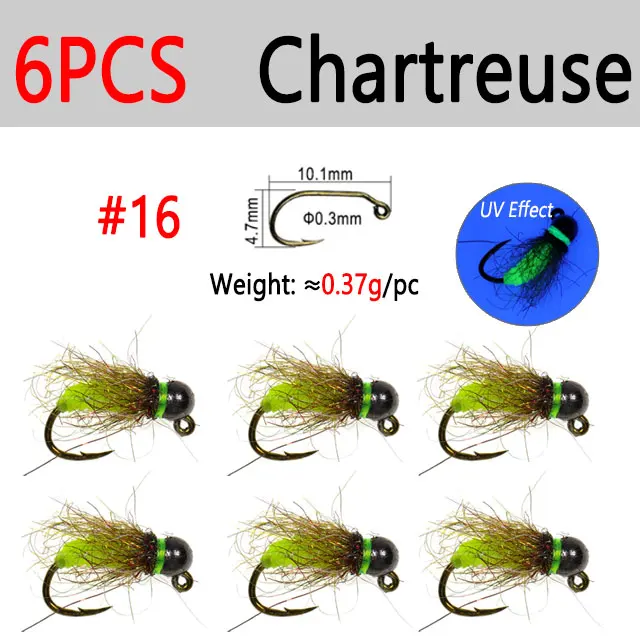 6pcs Chartreuse SZ16