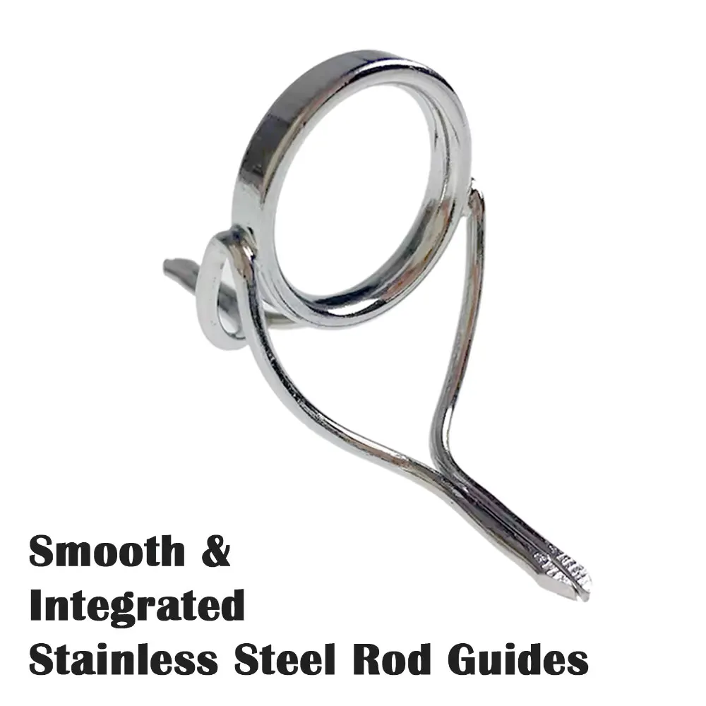 Guías de caña de pescar giratorias, Kit de reparación de guía de caña de pescar de agua salada integrada de acero inoxidable, color plateado, 6 uds. - imagen 3
