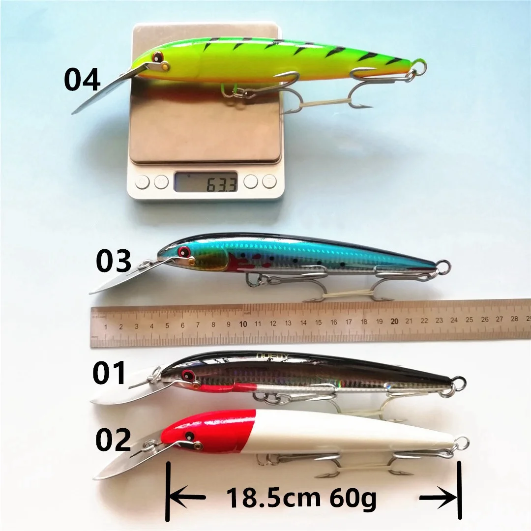 Noeby 3 uds 185mm 60g cebo duro flotante señuelos Minnow 5-6m juego de Crankbaits para pesca de lubina señuelos Tackleg - imagen 2