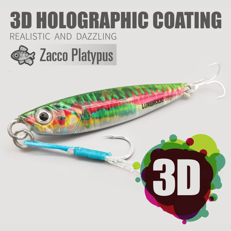 LUREHOLIC 7g 10g 15g 20g 25g plantilla de Metal impresa en 3D 5 uds Combo para señuelo pesca hoja de velocidad fundición larga con anzuelos BKK - imagen 4