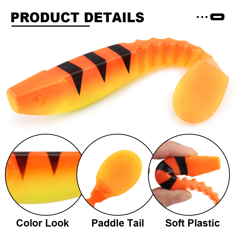 Spinpoler-señuelo de pesca de silicona Artificial, cola de paleta, Wobbler, Jerkbaits, Lucio, lubina, 5" - imagen 4