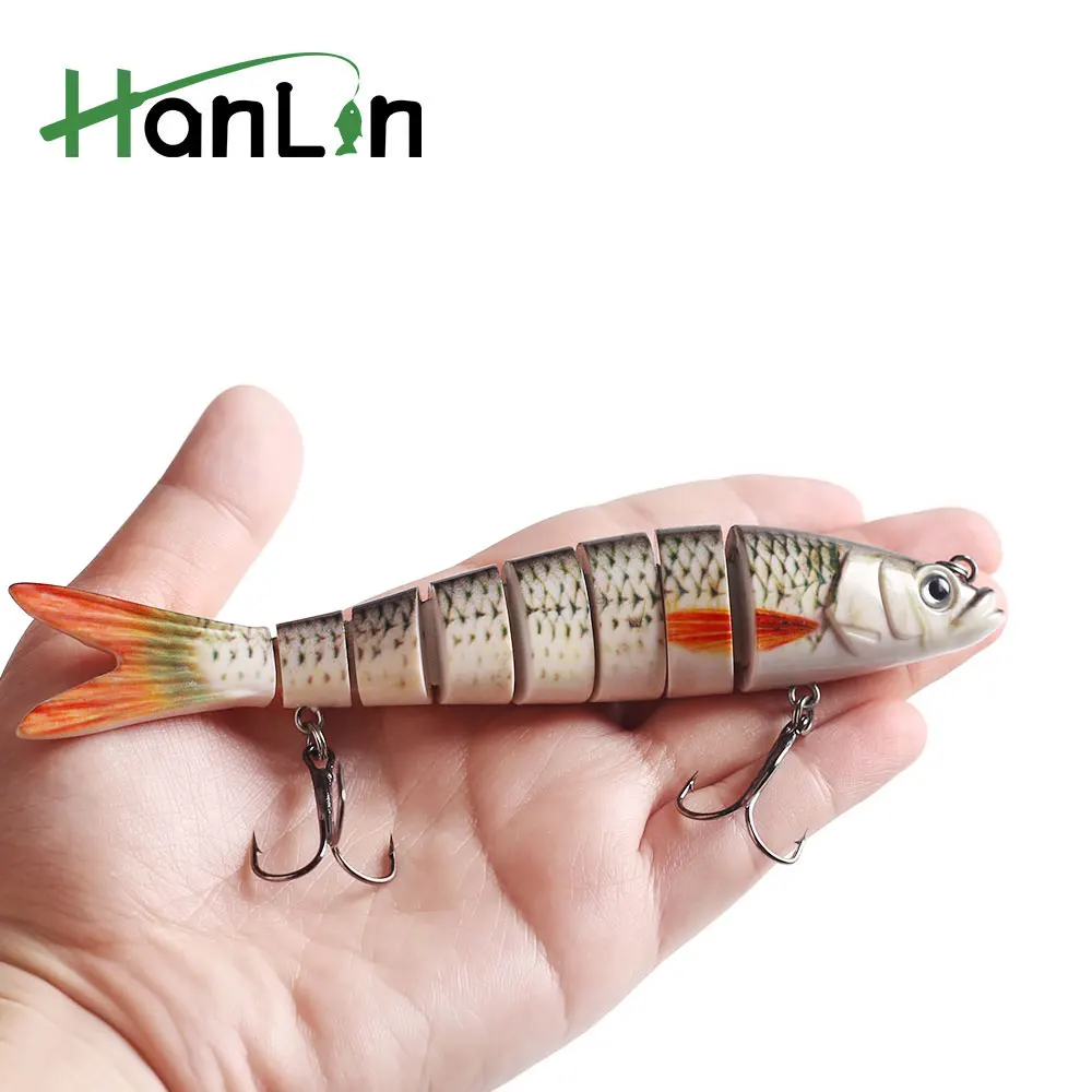 Hanlin 26g/14cm Wobblers que se hunden Señuelos de pesca articulados Crankbait Swimbait 8 segmentos cebo Artificial duro para aparejos de pesca señuelo