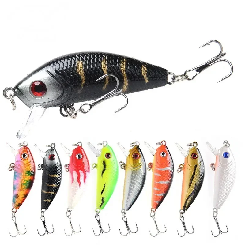 8 Uds señuelo de pesca Minnow 4,2g ojos 3D cebo duro de plástico Crankbait Wobblers con 10 # Ganchos Artificiales Japón Swimbait Peche Tackle - imagen 5