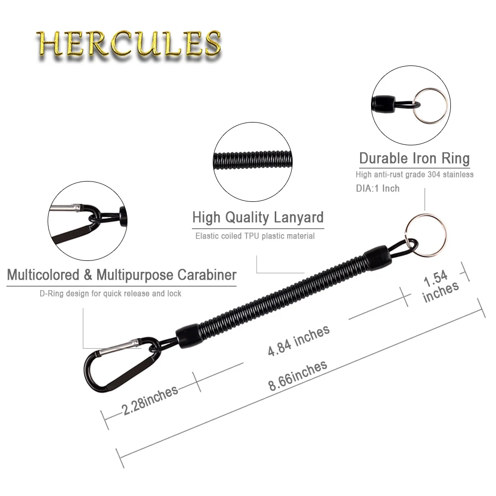 24 Uds cuerdas de cordón de pesca cuerda en espiral de plástico retráctil negro cuerda de seguridad accesorios de pesca plástico retráctil - imagen 4