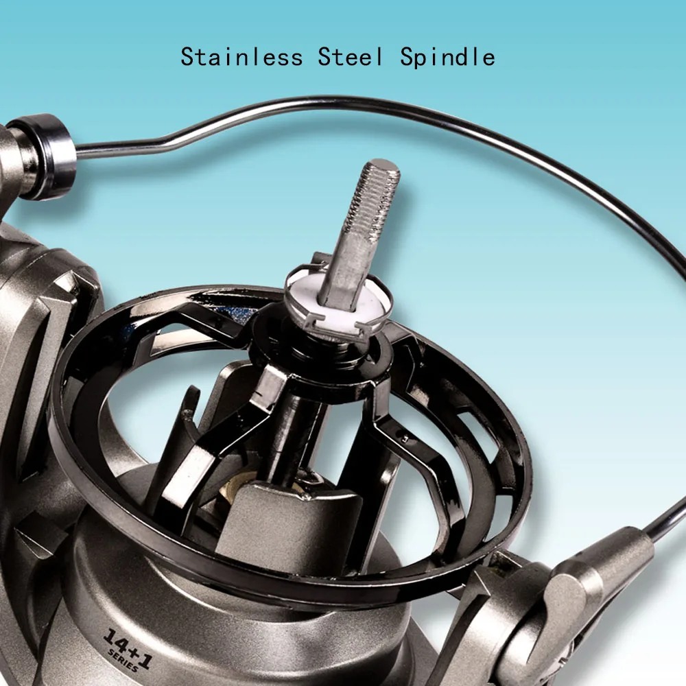 Volin-carrete de pesca giratorio, arrastre máximo de 15KG, 14 + 1 BB 4,1: 1, rueda giratoria de tiro largo, peso de aparejos de pesca 671g/650g, nuevo - imagen 4