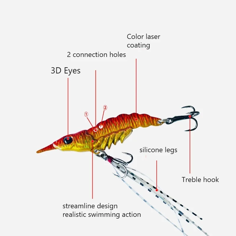 Señuelo duro de Metal para pesca de camarones, anzuelo duro de fundición larga para perca, trucha, Lucio, Walleyes - imagen 5