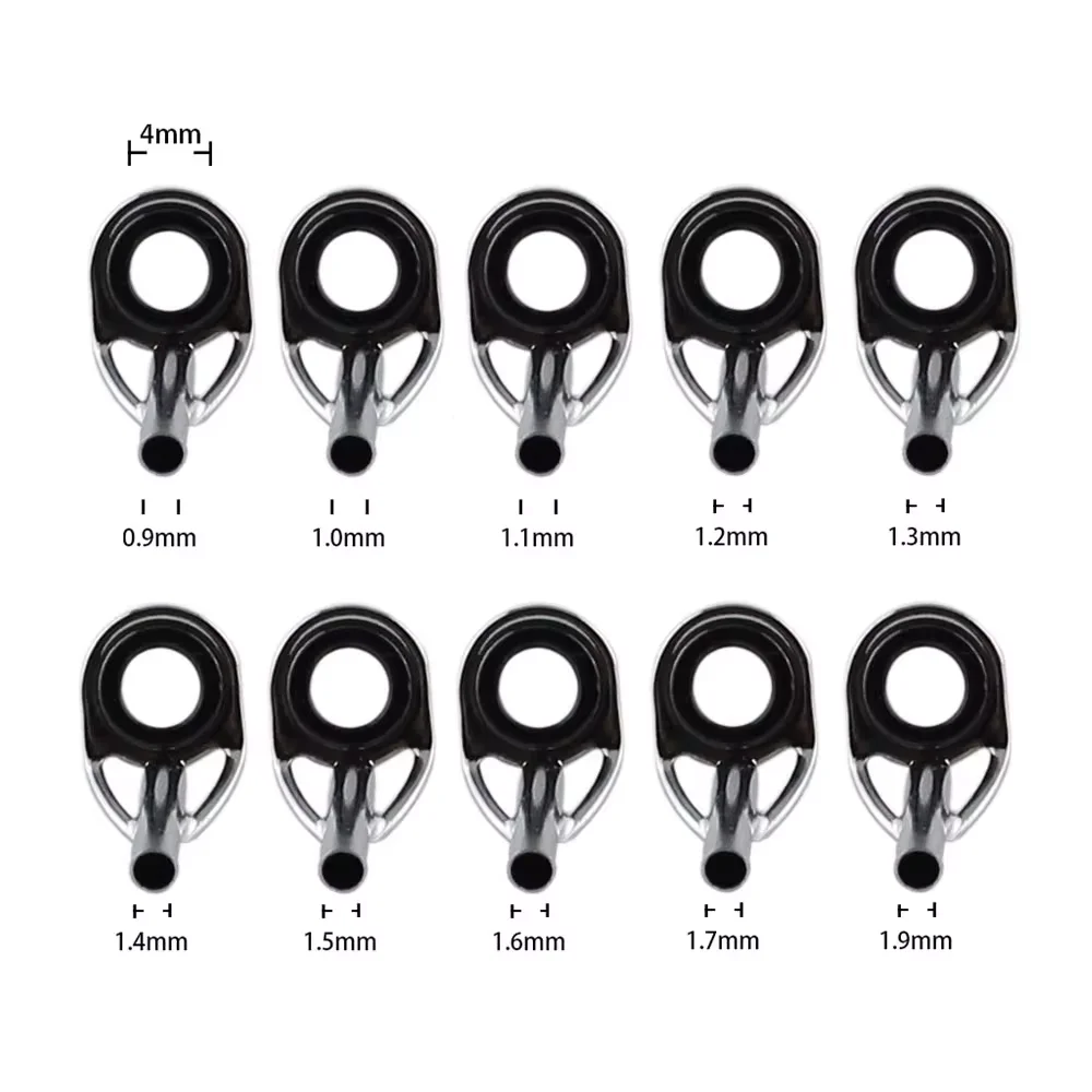 100 unids/set 10 tipos de diámetro guías de caña de pescar anillo de agua salada para Pesca al aire libre Pesca Iscas herramientas accesorios de aparejos de Pesca - imagen 2