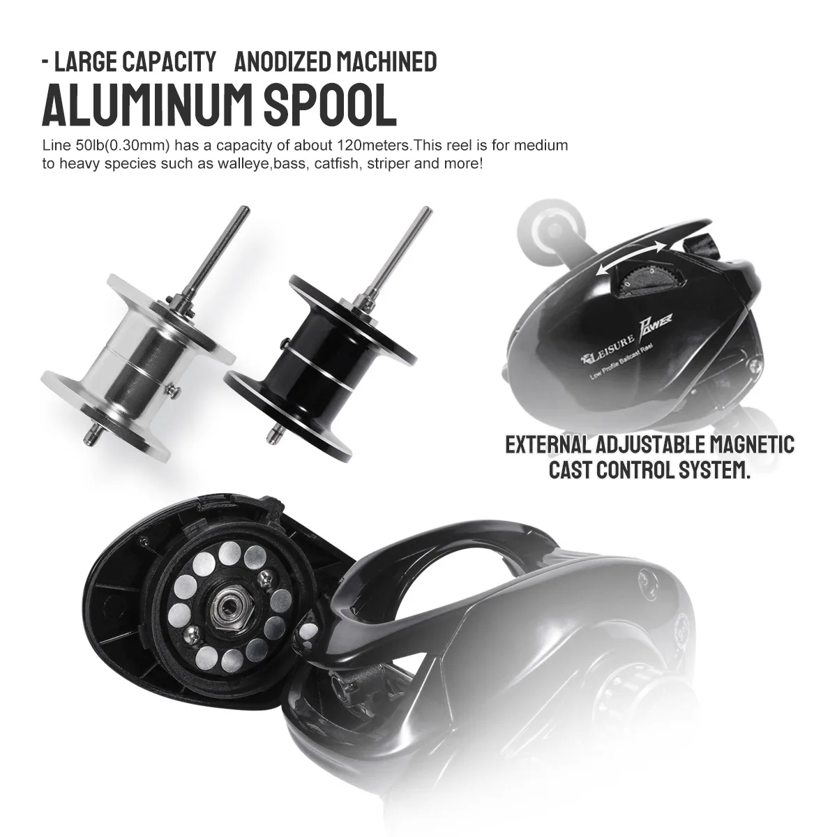 Noeby-carrete de Baitcasting, bobina de pesca de fibra de carbono, engranaje de latón 6BB + 1RB, perfil bajo, arrastre máximo 13kg, 6,6: 1 - imagen 5