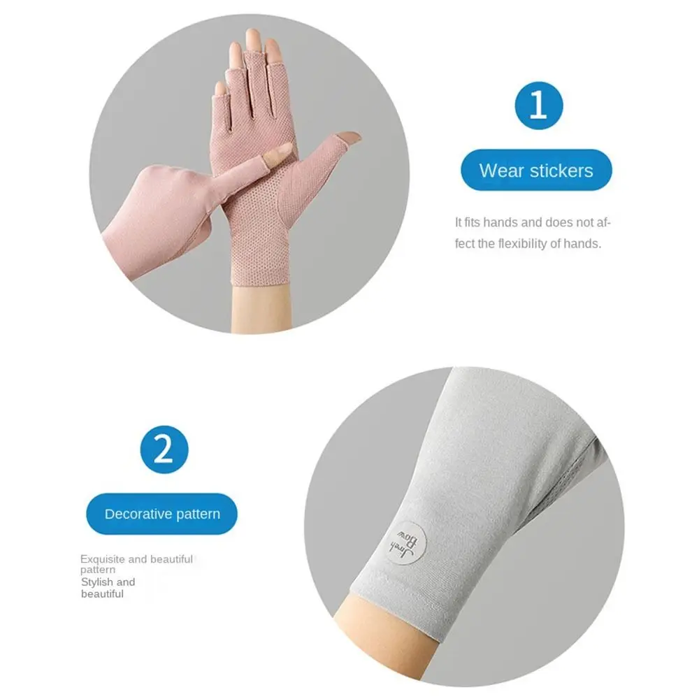 1 par de guantes de ciclismo para mujer, manoplas finas con pantalla táctil, guantes de protección solar para conducir, guantes de protección solar