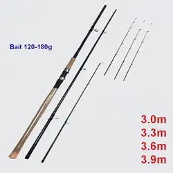 ZZ252 sólido 3 puntas L M H punta diámetro 1,0mm, 1,5mm 1,8mm alimentador de fibra de carbono varilla de fundición cebo 30-180g 3m 3,3 m 3,6 m 3,9 m buena calidad