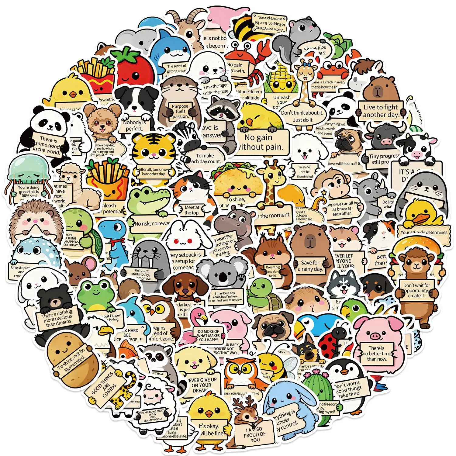 50/100 Uds. Soporte emocional de animales pegatinas divertidas MEME DIY teléfono guitarra portátil maleta taza pegatinas impermeables - imagen 3