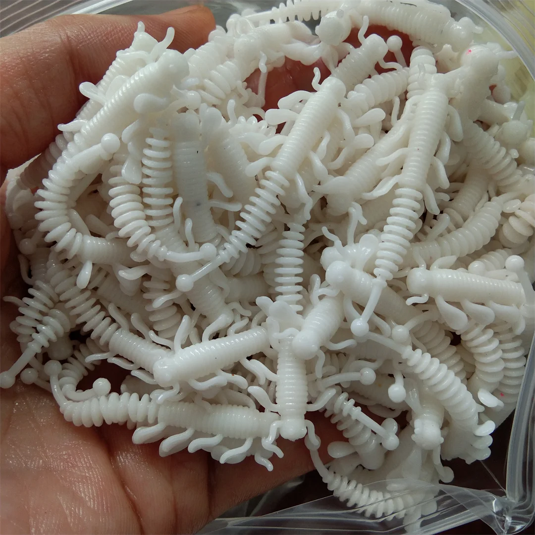 250pcs 4cm 0.4g Rock Bottom Fishing Soft Plastic Mini Grubs Tiny Shining Worms Bass Pike Trout Perch - imagen 4