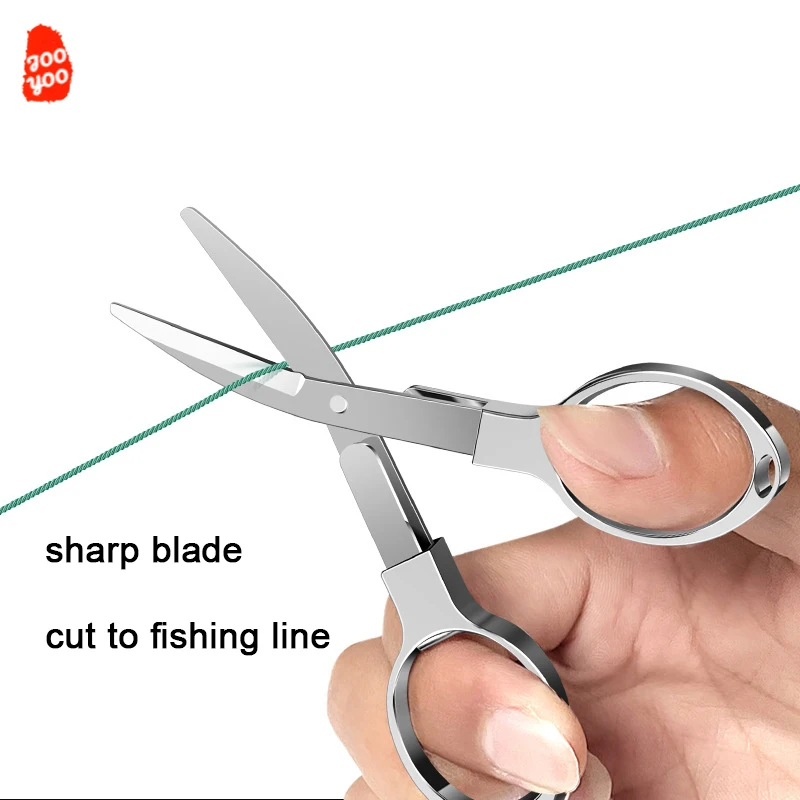 Tijeras plegables de acero al carbono, nudo de pesca trenzado, tijeras de pesca, Cortador de línea, herramienta de aparejos de pesca, alambre de corte - imagen 3